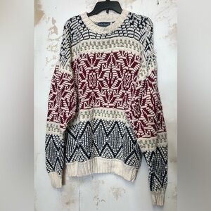 Kenneth Roberts vintage men’s cotton knit oversized fair Isle sweater, size, XL